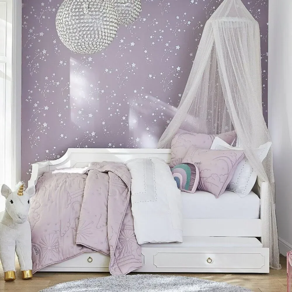Pottery Barn Marlo Tencel Quilt Twin Size Lavender Purple Stitching Bedding NEW